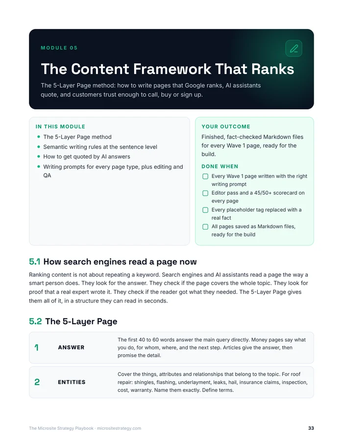 The 5-Layer Page content framework module